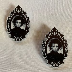 NWT. Handmade Pierced Earrings of Johnny Depp as Edward Scissorhands!